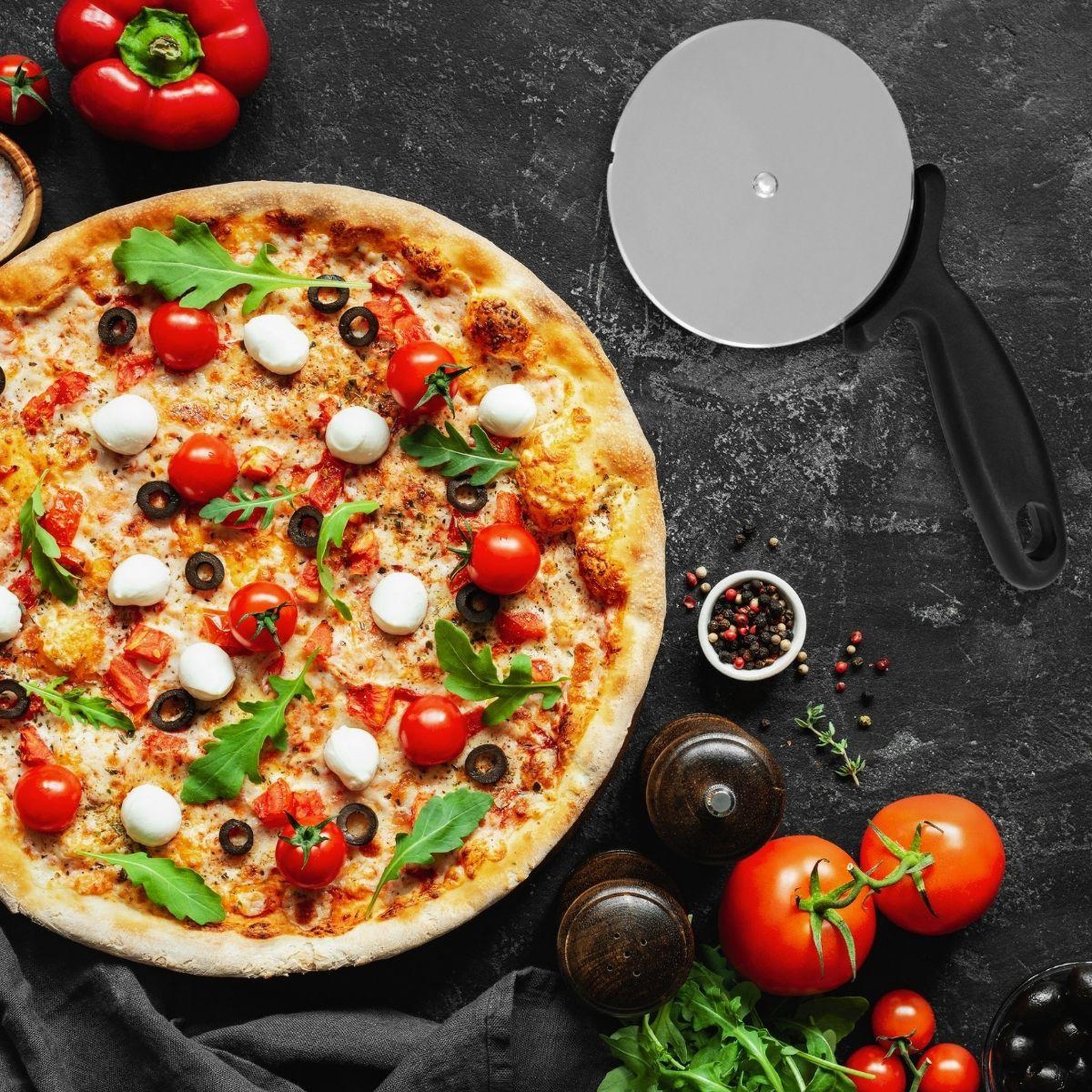Voir la diapositive 4 : FM PROFESSIONAL Lot de plaque à pizza et roulette fm professionnal