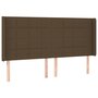 Voir la diapositive 2 : VIDAXL Tete de lit avec oreilles Marron fonce 203x16x118/128 cm Tissu