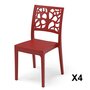 Voir la diapositive 1 : ARETA Lot de 4 chaises de jardin résine rouge TETI