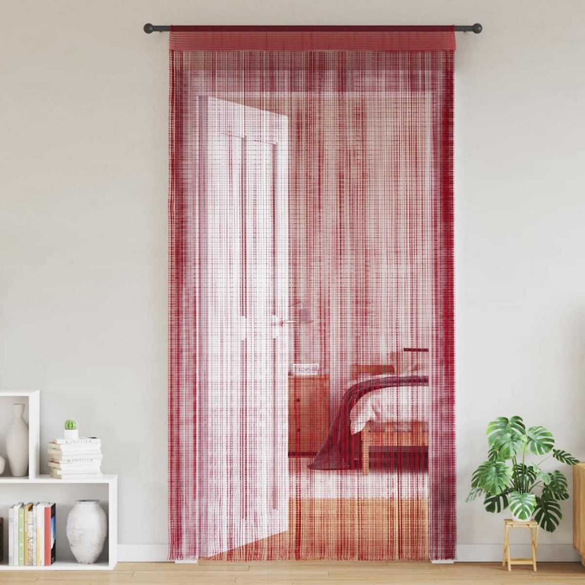 VIDAXL Rideau en fils 2 pcs 100 x 250 cm Bordeaux