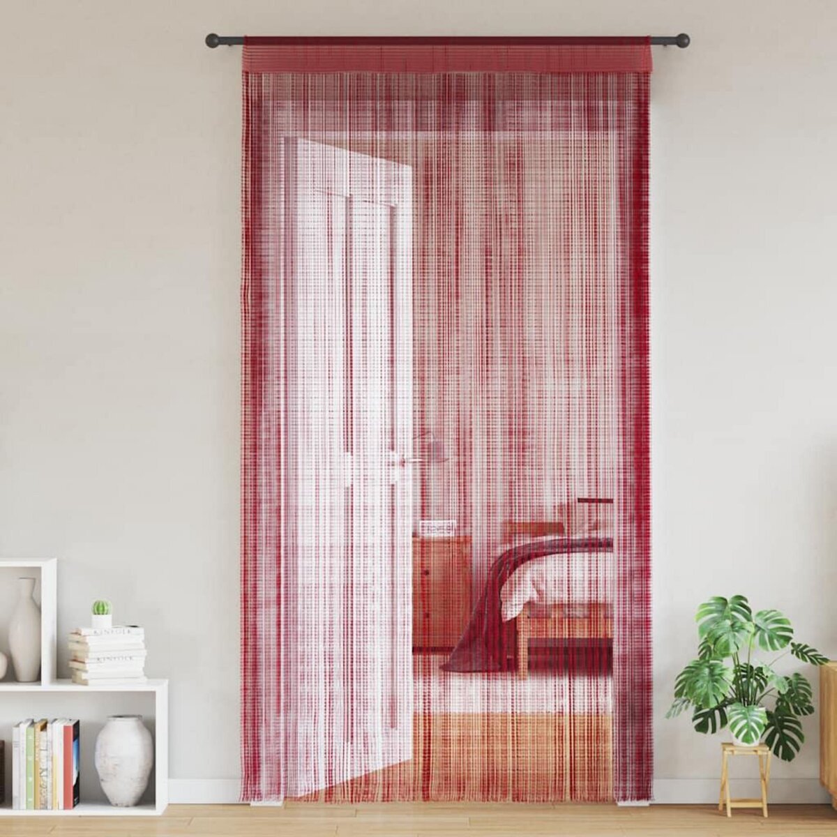 VIDAXL Rideau en fils 2 pcs 100 x 250 cm Bordeaux