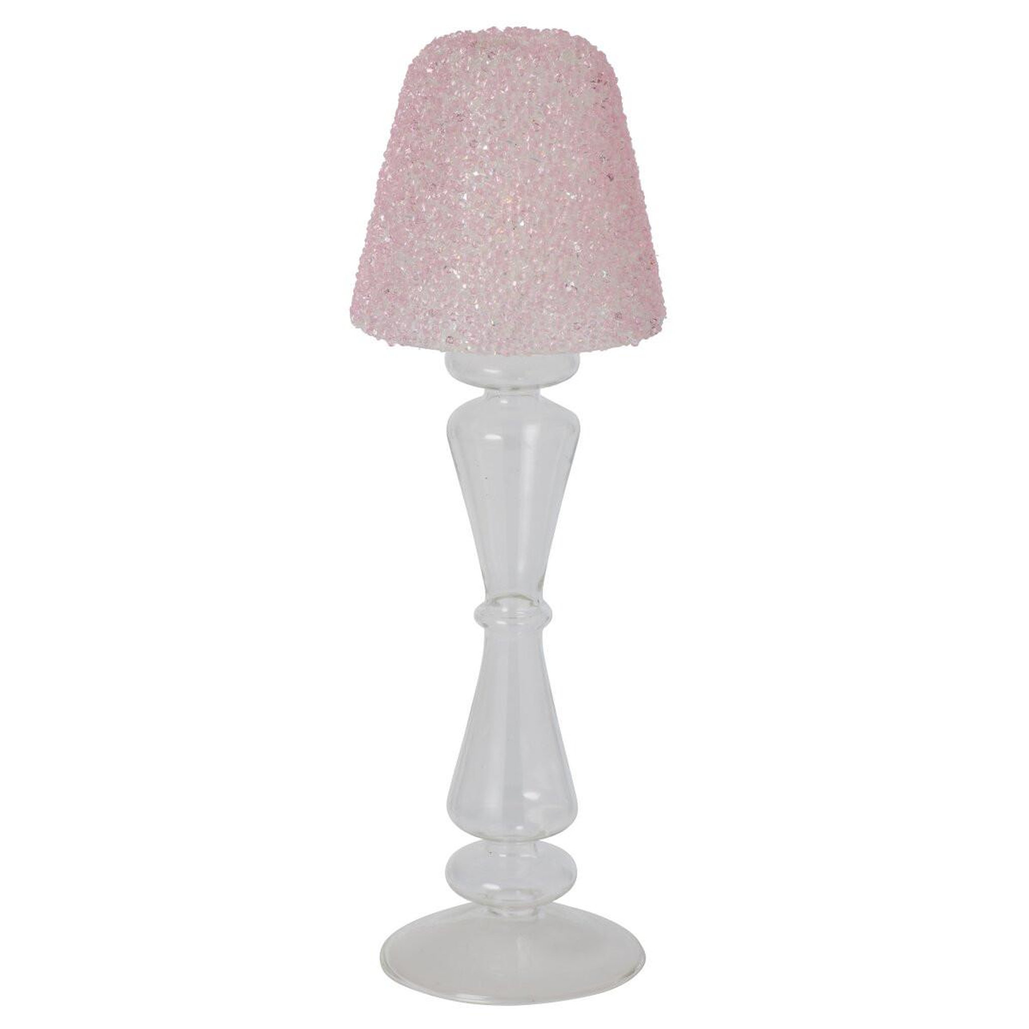 J-LINE Photophore Lampe en Verre  Silje  31cm Rose