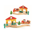 Djeco Minitrain et mini circuit en bois avec 10 rails