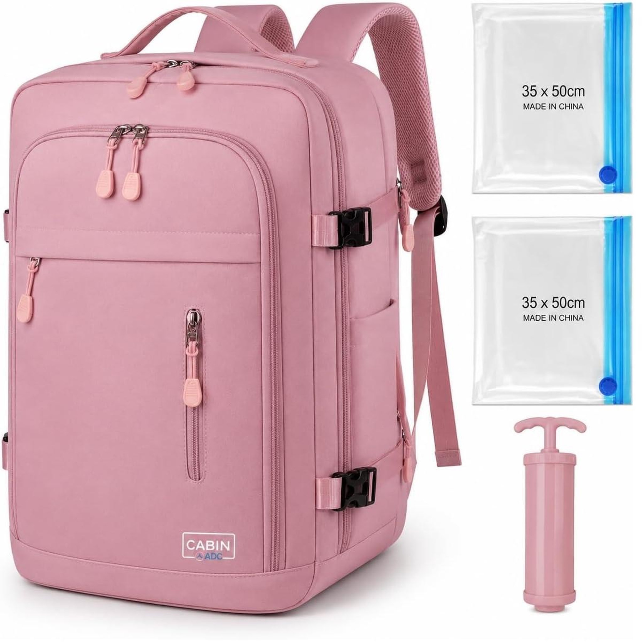 Voir la diapositive 2 : TROLLEY ADC Sac à dos cabine rose 40x30x20 avec kit de compression inclus - bry-rose