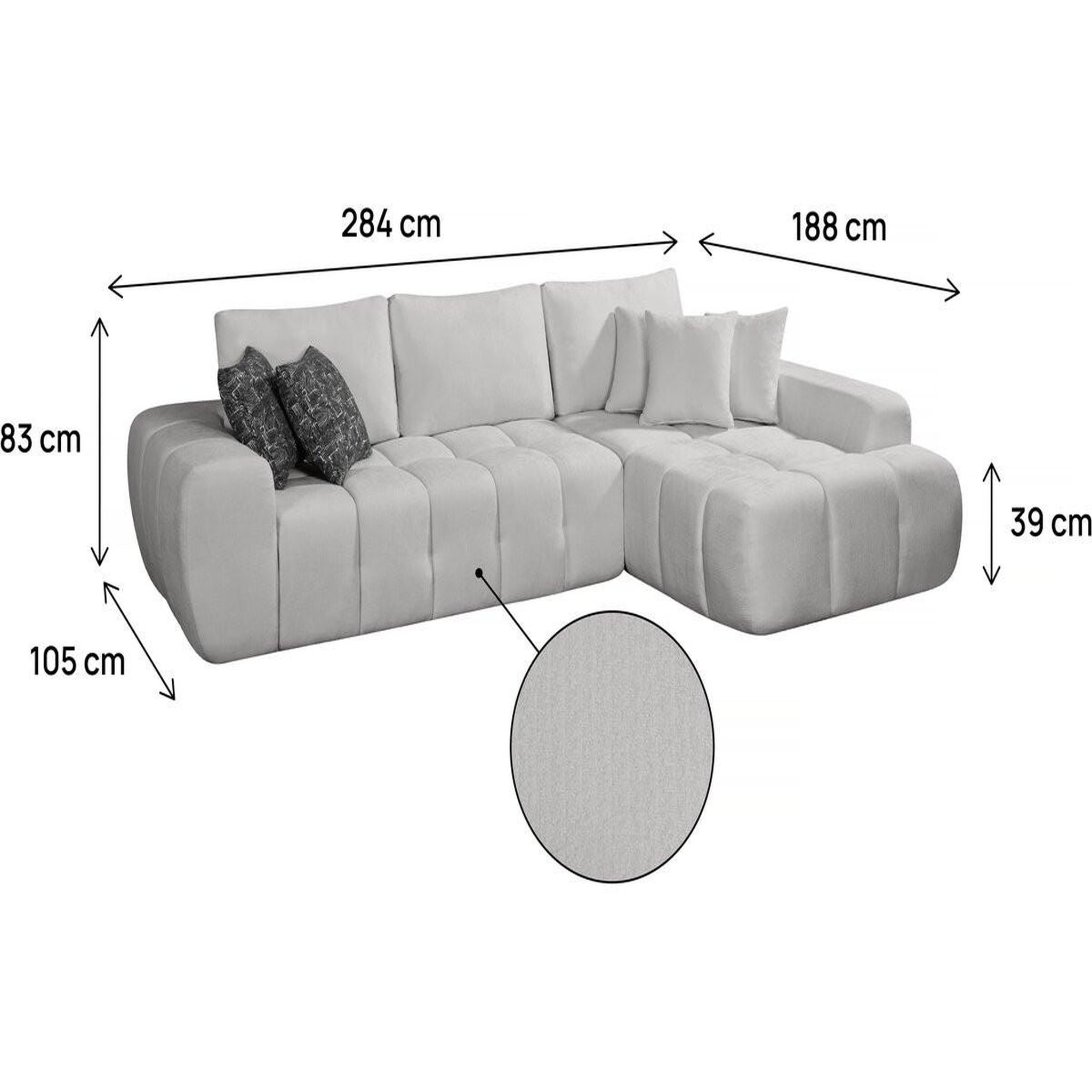 Voir la diapositive 3 : Habitat et Jardin Canapé d'angle droit en tissu style bubble  sidonie  - 4 places - gris