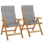 Voir la diapositive 2 : VIDAXL Chaises de jardin inclinables lot de 2 et coussins teck massif