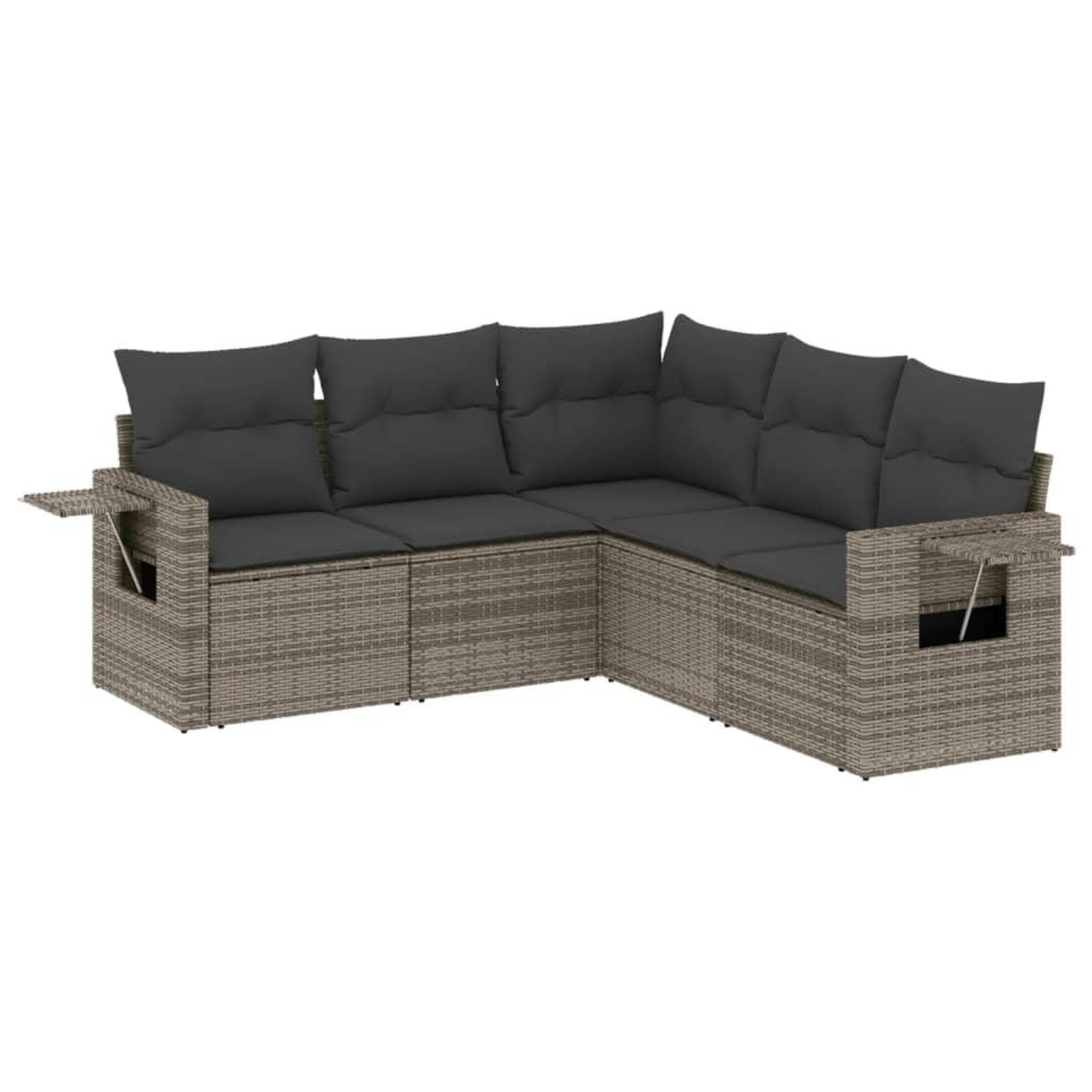 Voir la diapositive 2 : VIDAXL Salon de jardin 5 pcs avec coussins gris resine tressee