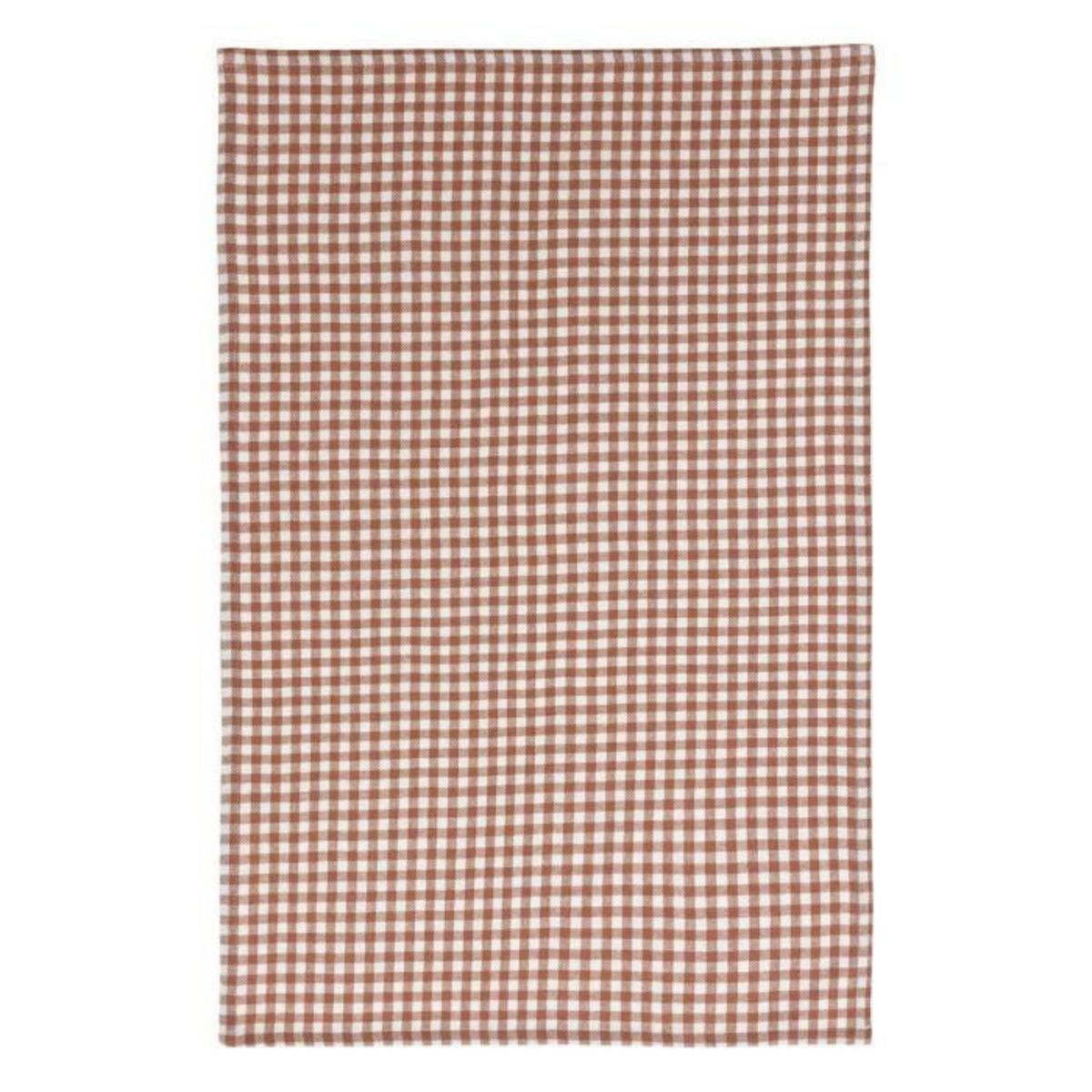 ATMOSPHERA Lot de 3 Torchons Vichy  Floral  45x70cm Marron & Ivoire