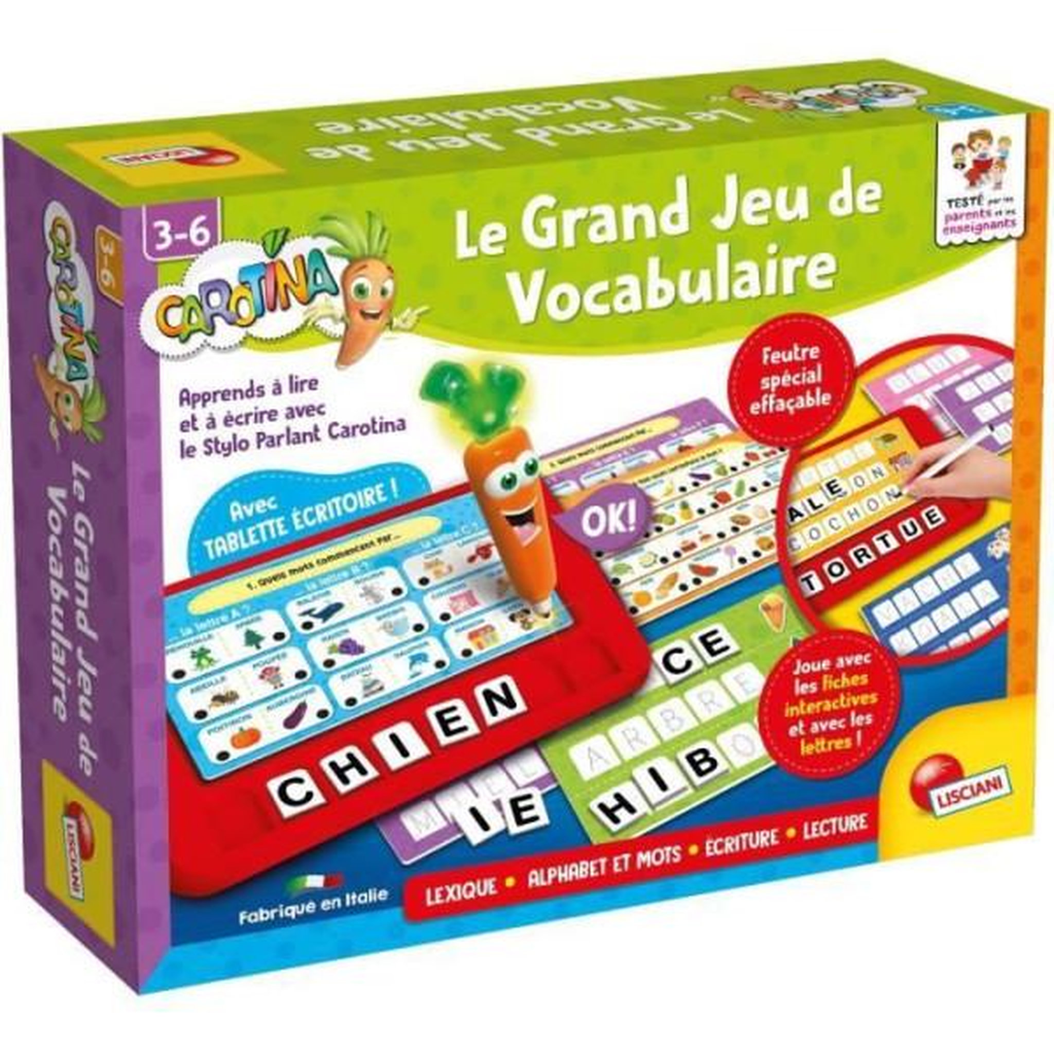 LISCIANI GIOCHI Tablette écritoire Carotina pour enrichir le vocabulaire - LISCIANI - Lumineuse et parlante