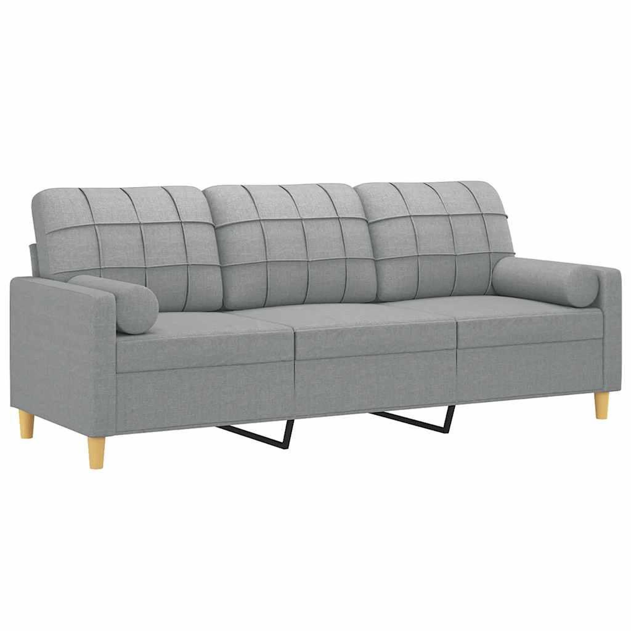 Voir la diapositive 3 : VIDAXL Canape 3 places avec oreillers gris clair 180 cm tissu