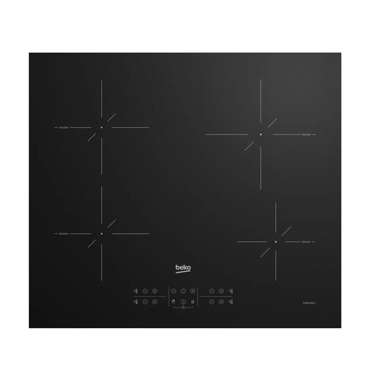 Beko Table de cuisson induction 59cm 4 feux 7200w noir - HII64200SMT