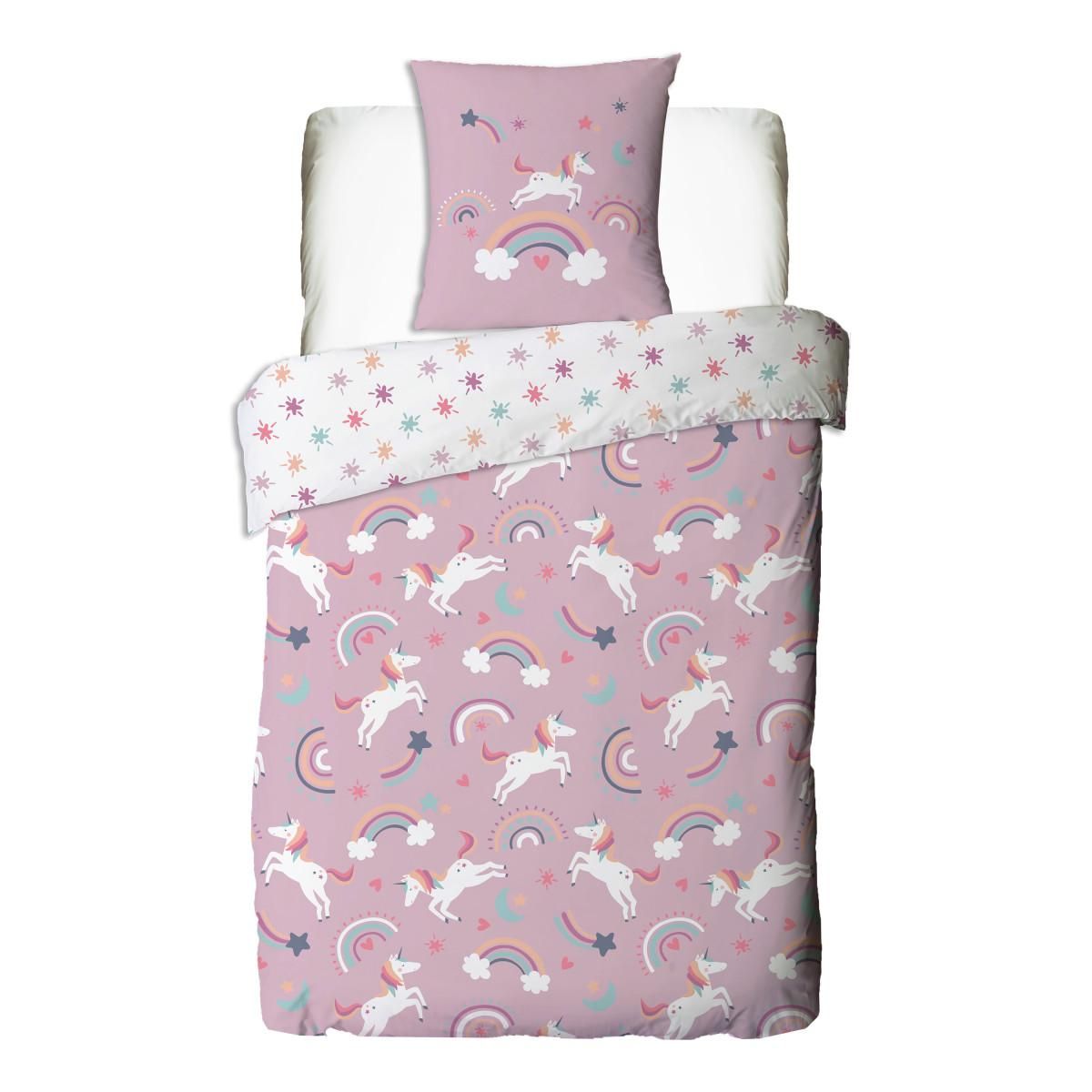 FUTURE HOME Parure de lit enfant réversible Licorne 140x200cm