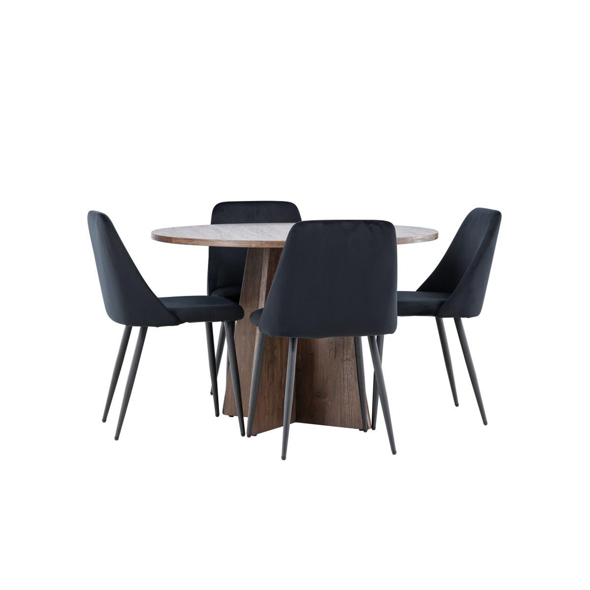 Voir la diapositive 2 : Paris Prix Ensemble table à manger & 4 chaises  bootcut & night  110cm moka & noir