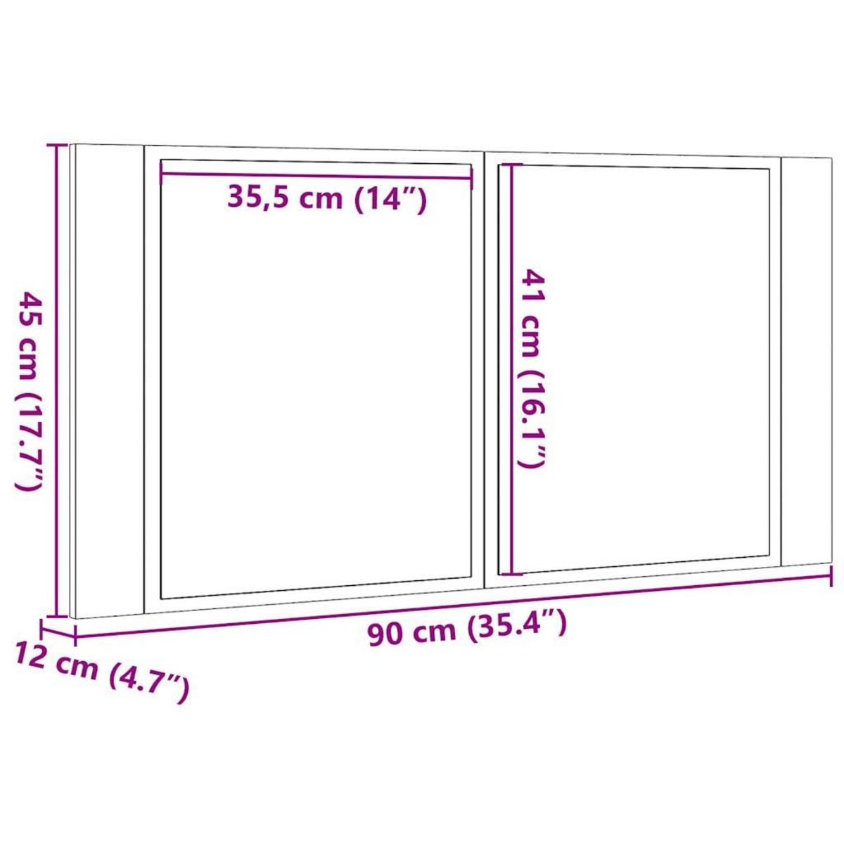 VIDAXL Armoire a miroir LED chene artisanal 90x12x45cm bois ingenierie