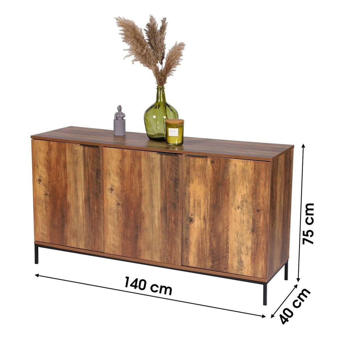 DIVERS Buffet 3 portes effet noyer JOYA - Marron