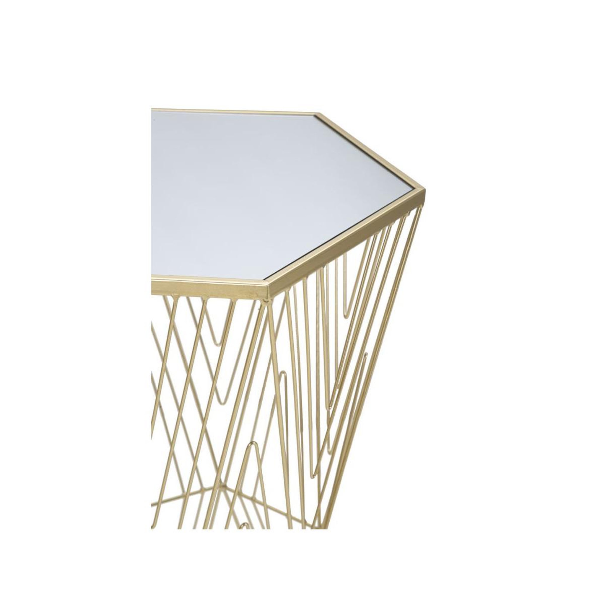 Voir la diapositive 3 : Paris Prix Table d'appoint hexagonale design  lines  80cm or