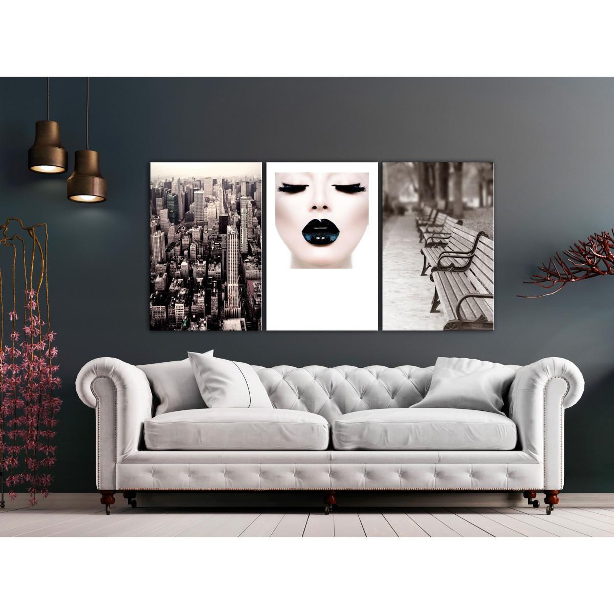Voir la diapositive 2 : Paris Prix Tableau imprimé  faces of city 3 panneaux  60x120cm