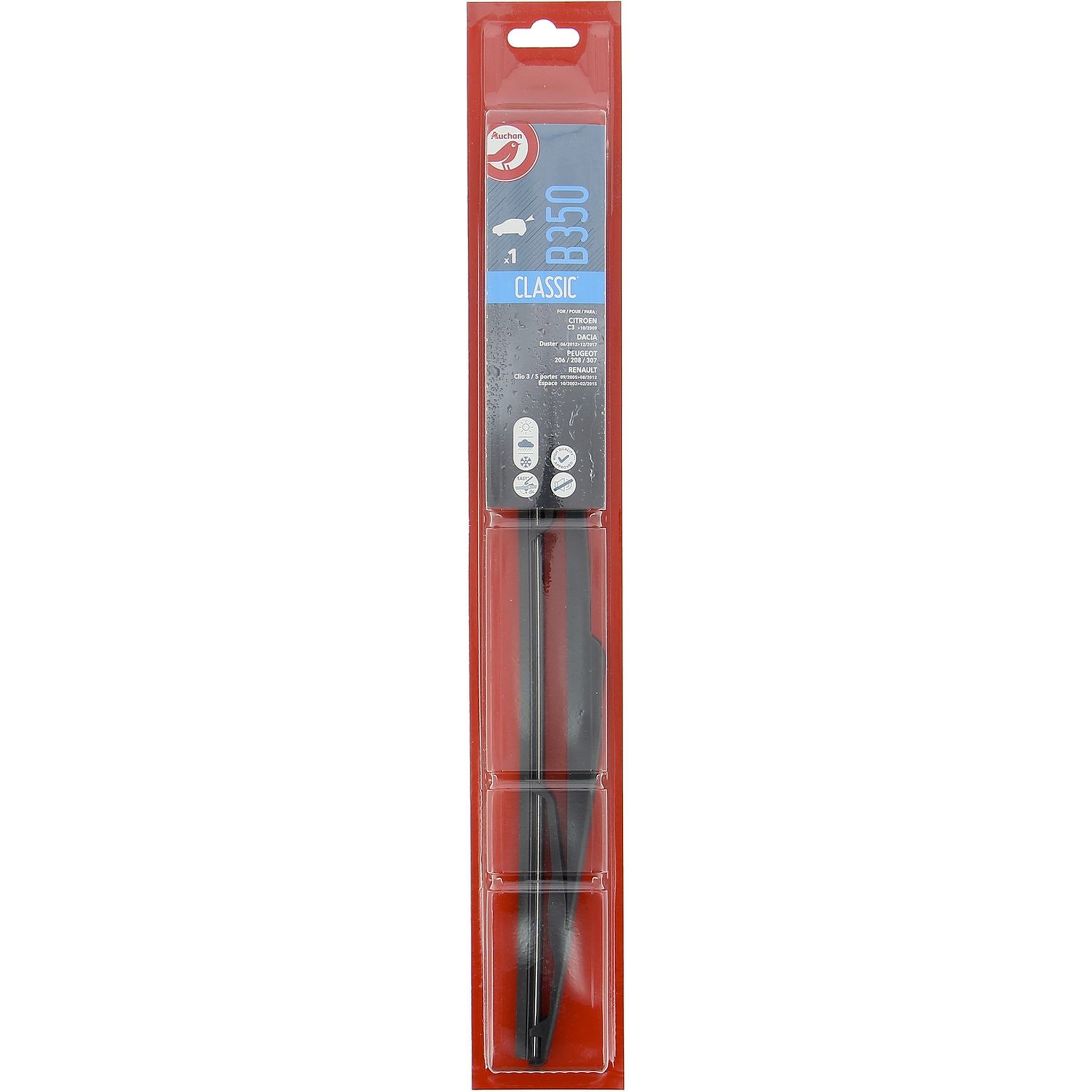 Voir la diapositive 2 : AUCHAN Balai d'essuie-glace B350 35cm pour CITROËN DACIA PEUGEOT RENAULT