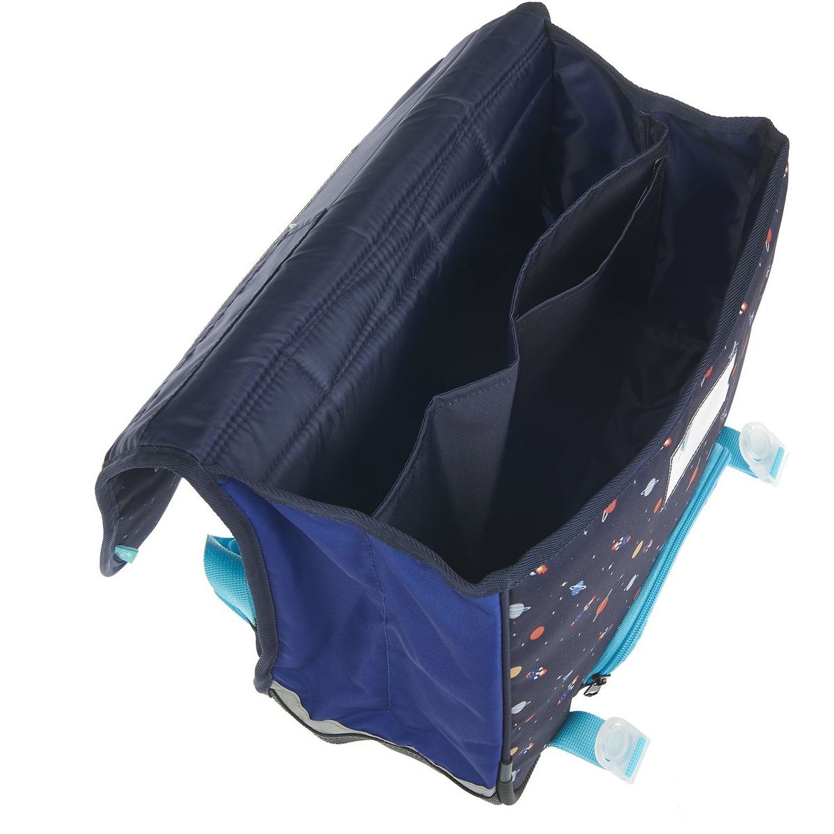 AUCHAN Cartable 36 cm bleu réfléchissant ESPACE
