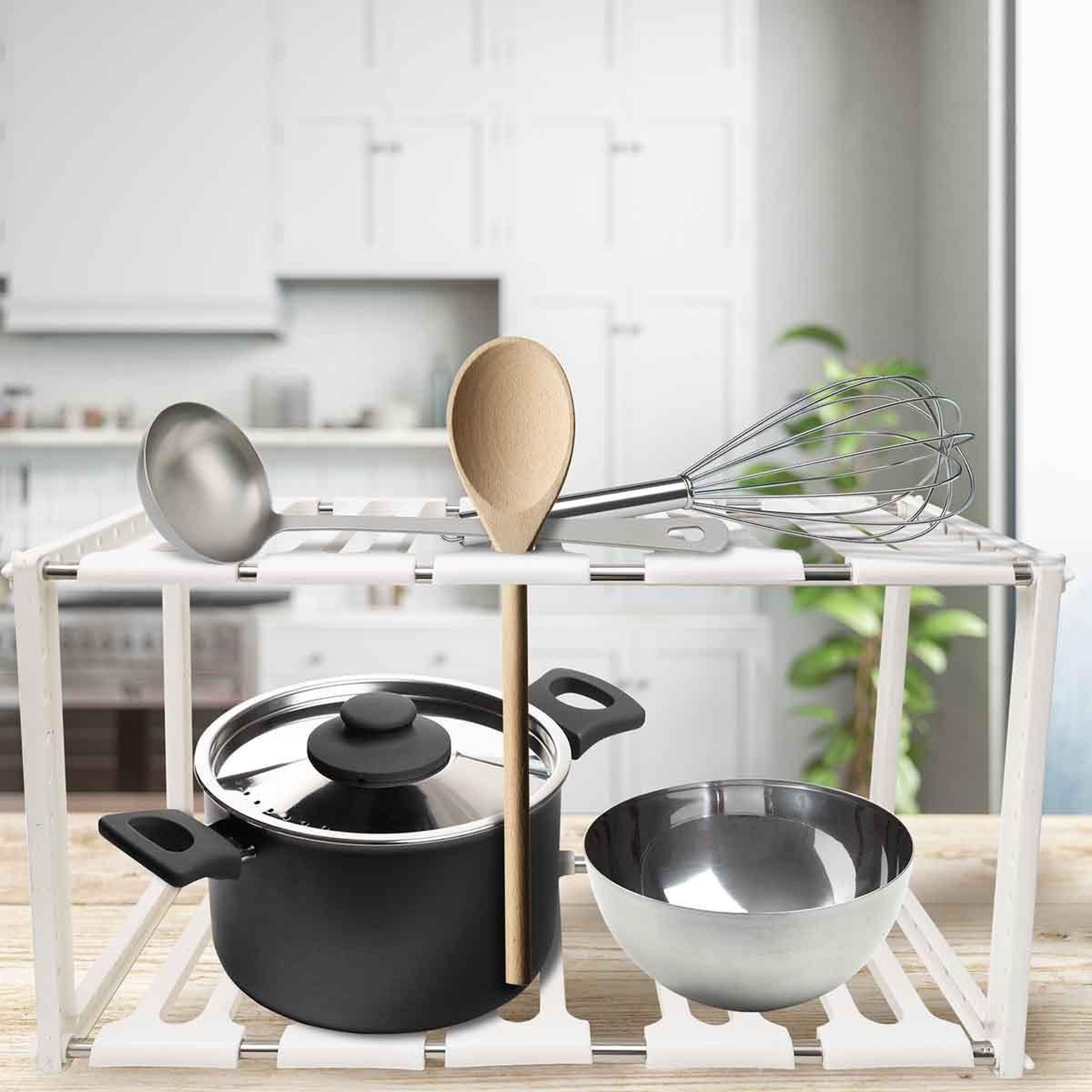 Voir la diapositive 2 : COOK CONCEPT Porte-ustensiles extensible  cuisine  40-68cm blanc