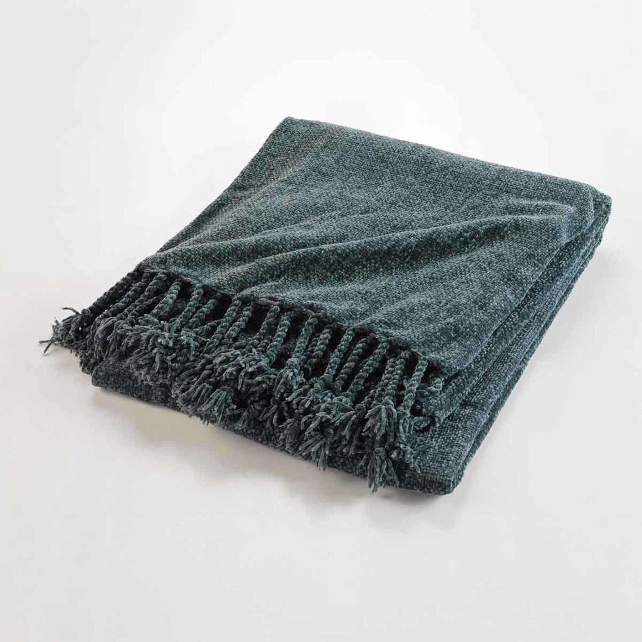 Voir la diapositive 2 : Douceur d'Intérieur Plaid à franges uni  mélissa  125x150cm anthracite
