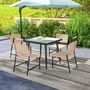 Voir la diapositive 2 : OUTSUNNY Ensemble de jardin 5 pièces table carrée 4 chaises résine verre