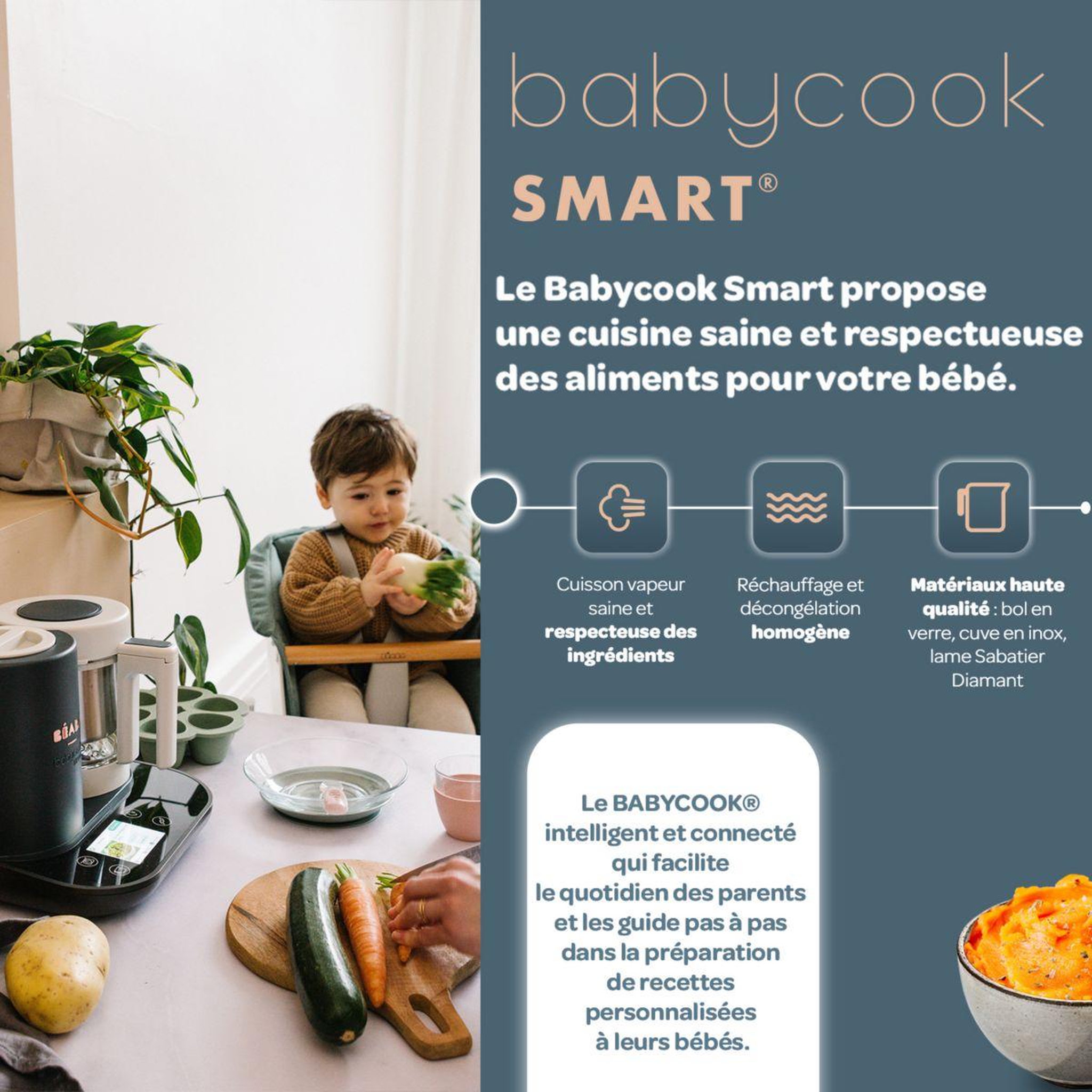Voir la diapositive 3 : BEABA Mixeur cuiseur bébé babycook smart - gris anthracite