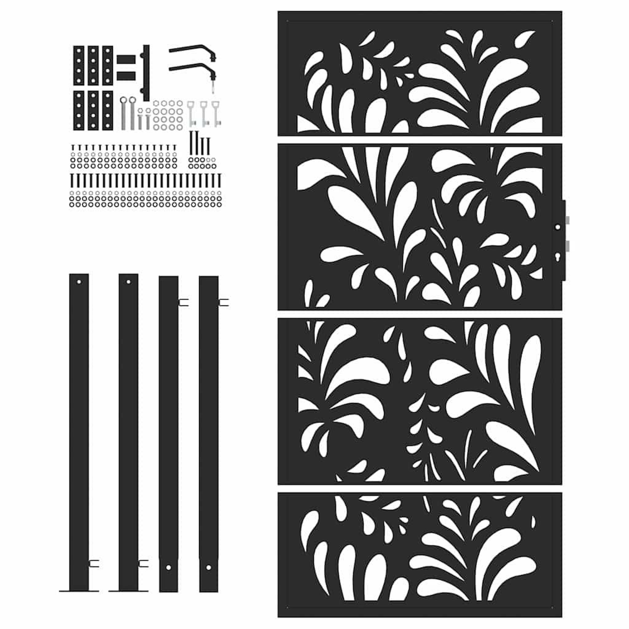 Voir la diapositive 4 : VIDAXL Portail de jardin noir 105x180 cm acier conception de vagues
