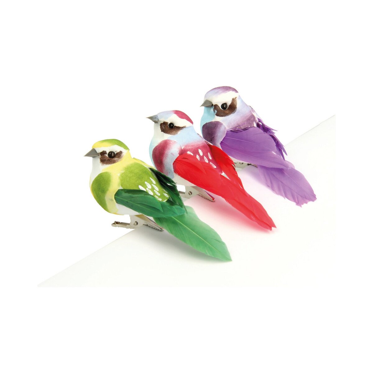 Artémio Oiseaux décoratifs Multicolore 3 pièces pas cher 