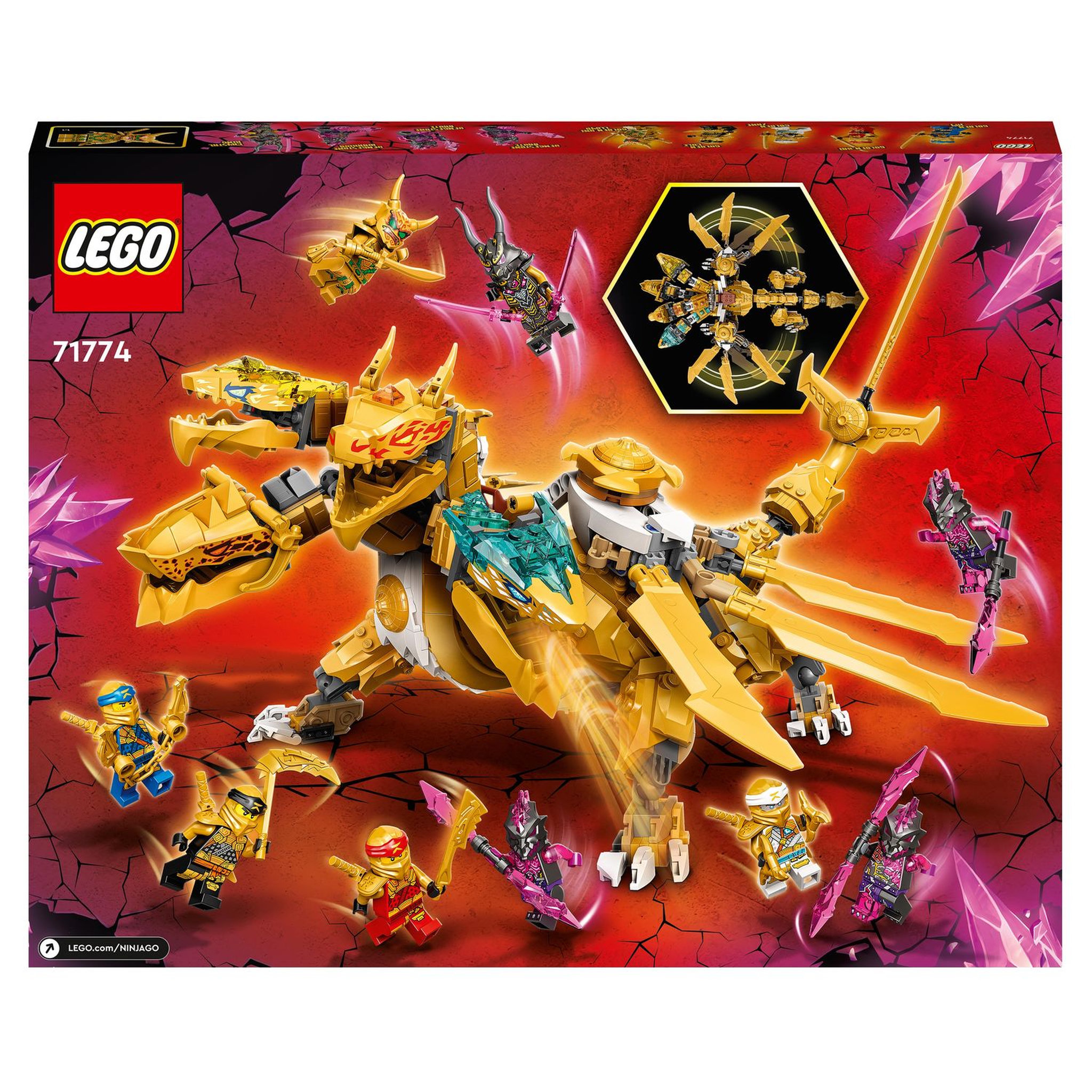Voir la diapositive 9 : LEGO NINJAGO 71774 L&rsquo;Ultra Dragon d&rsquo;Or de Lloyd, Jouet avec Figurines Kai et Zane 