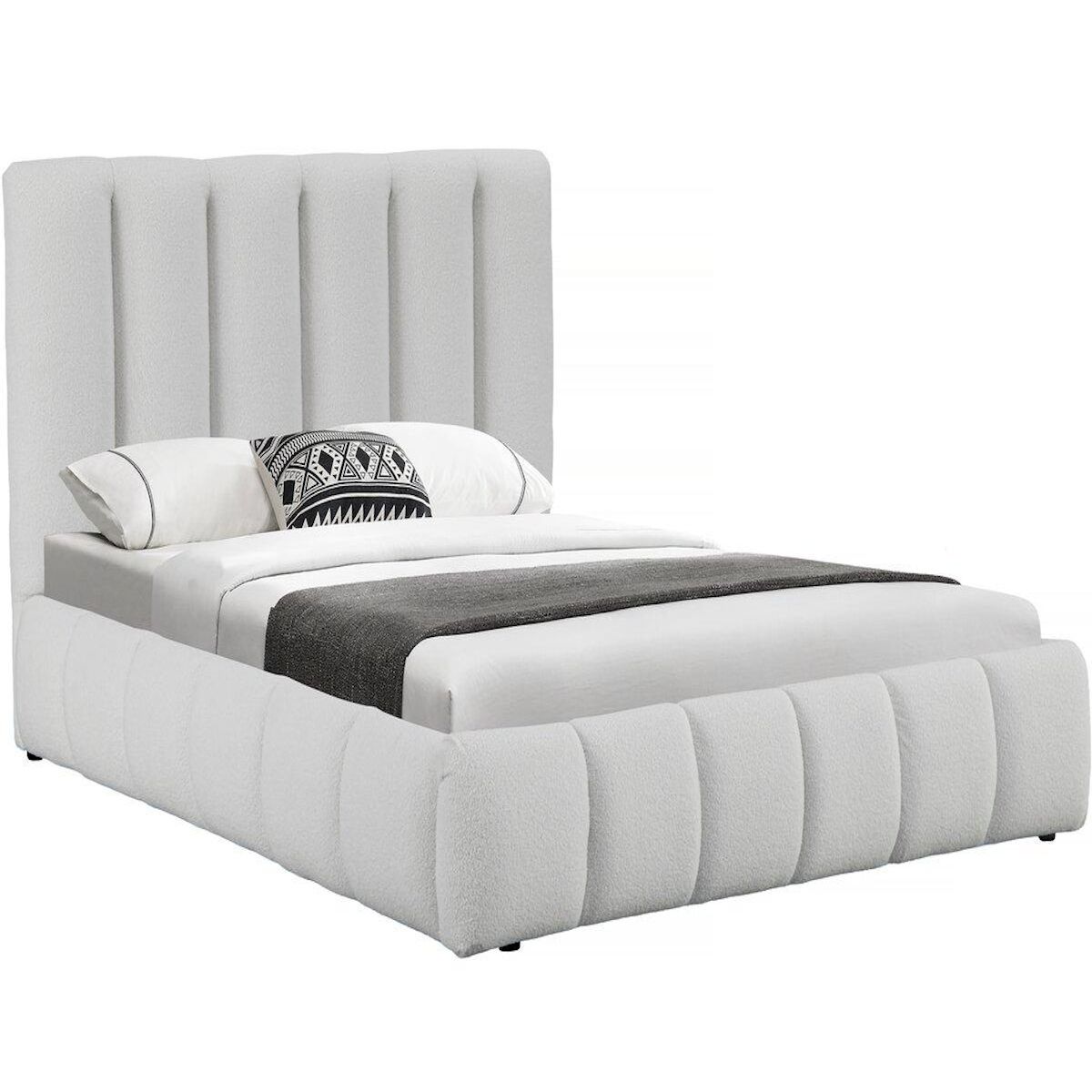 Habitat et Jardin Lit bouclette avec coffre  Annie  - 140 x 190 cm - Blanc