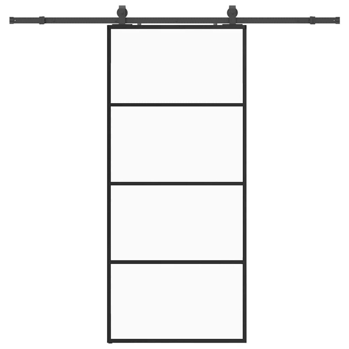 VIDAXL Porte coulissante kit de quincaillerie noir 90x205 cm verre ESG