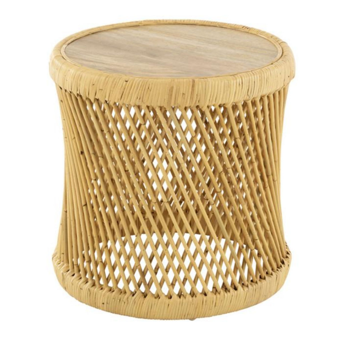 Paris Prix Table d'Appoint en Rotin  Cylindre  50cm Naturel