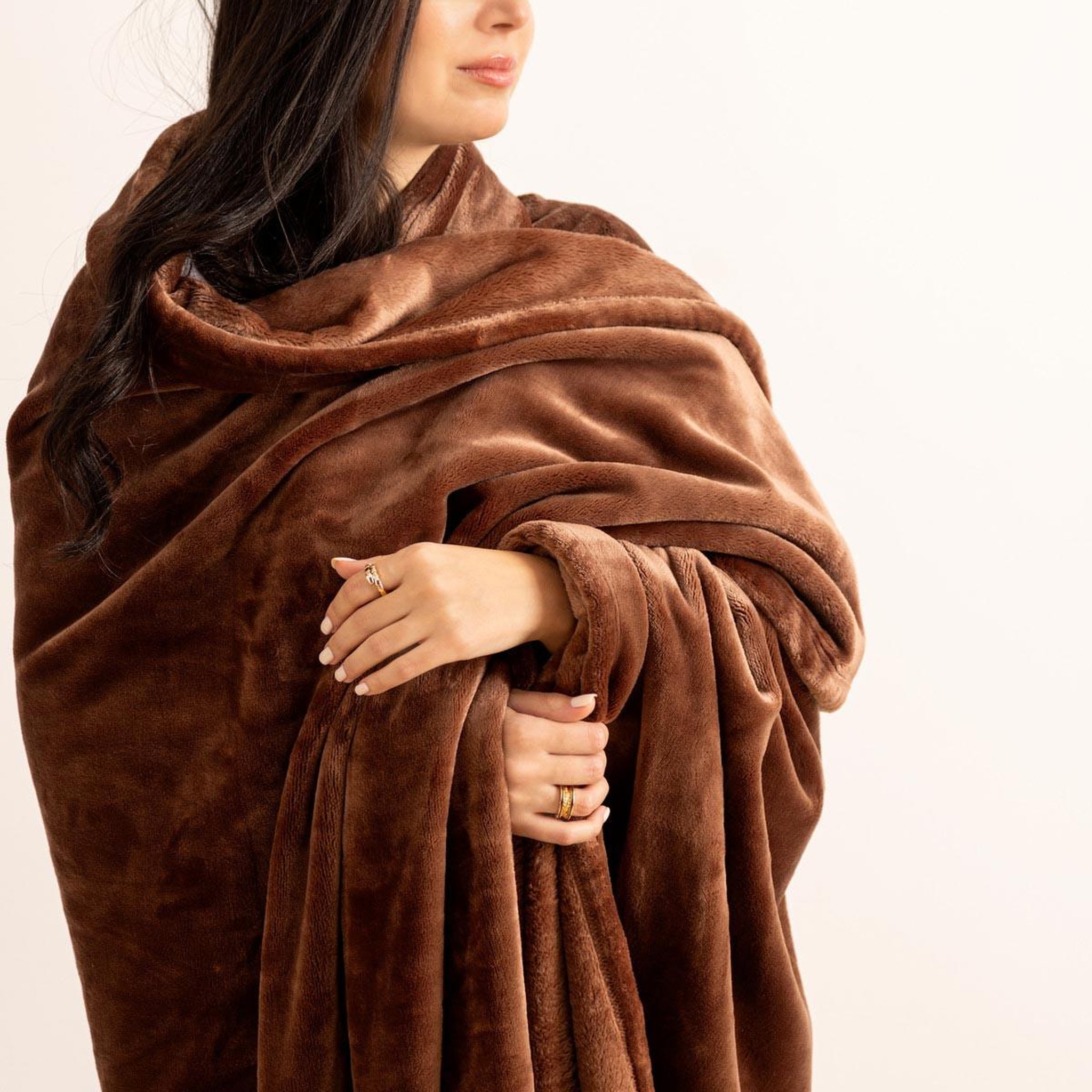 Voir la diapositive 4 : ATMOSPHERA Plaid en flanelle  cuddly  130x180cm marron