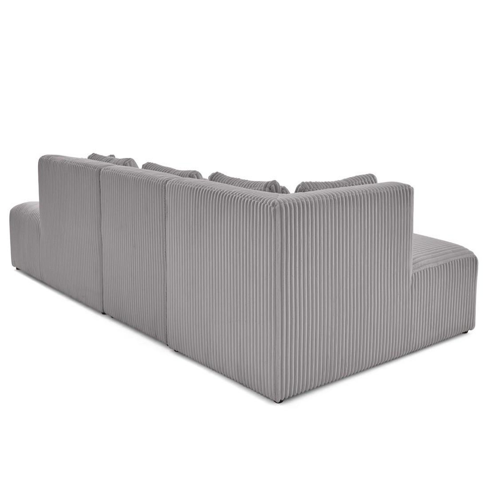 Voir la diapositive 4 : LISA DESIGN Victoire - canapé modulable d'angle gauche 5 places en velours côtelé grosses côtes