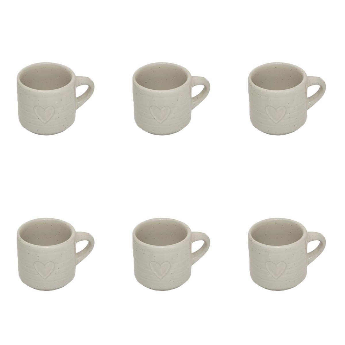 SECRET DE GOURMET Lot de 6 Tasses à Café Expresso en Céramique  Adèle  8cl Blanc