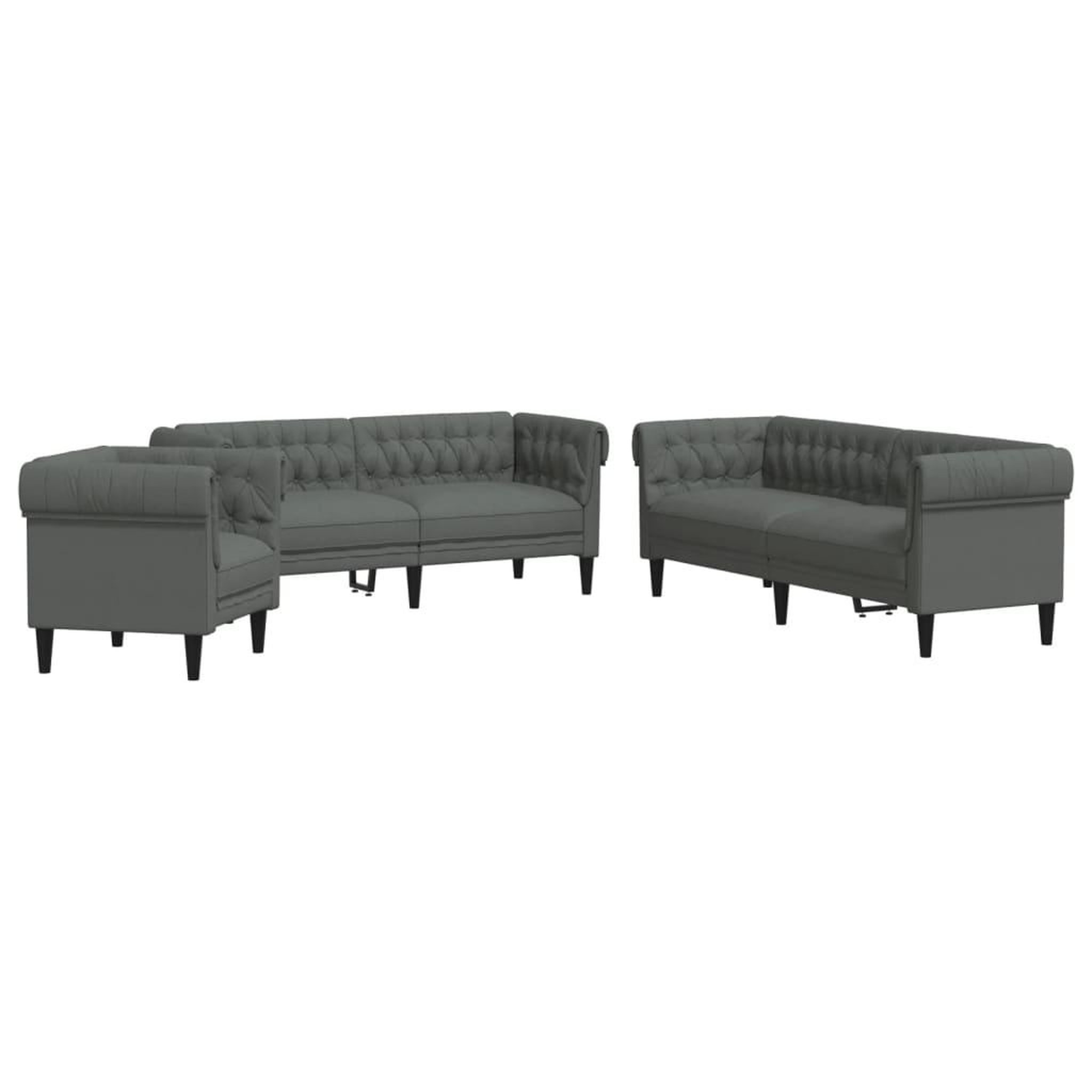 Voir la diapositive 2 : VIDAXL Ensemble de canapes 3 pcs gris fonce tissu