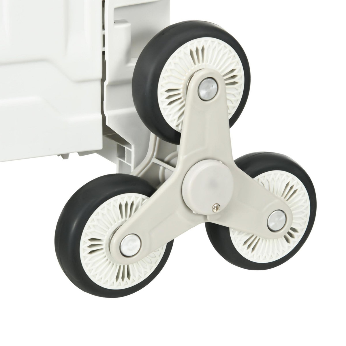 HOMCOM Chariot de courses pliable monte escalier 8 roues 51L max. 80 Kg poignée télescopique alu PP gris blanc