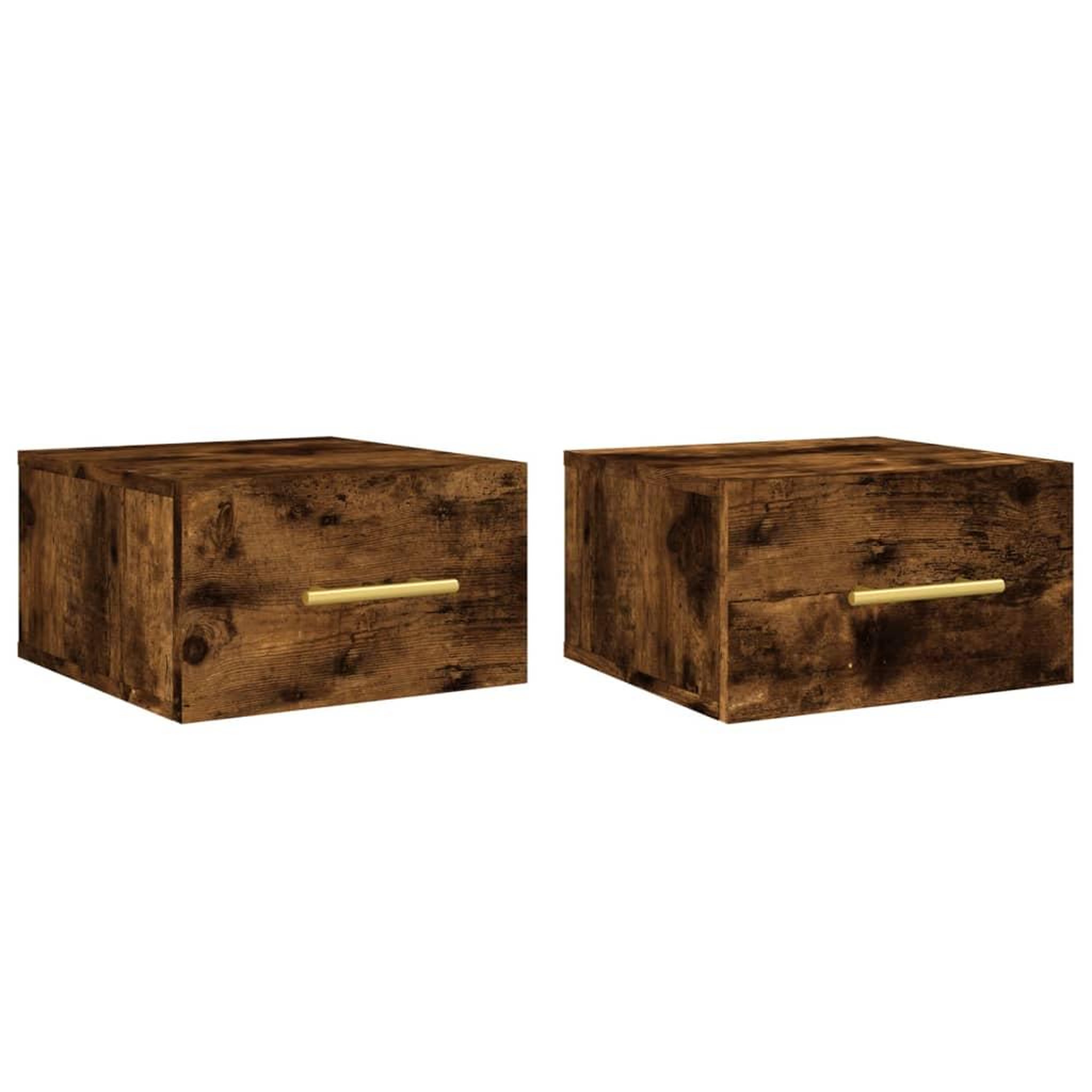 Voir la diapositive 2 : VIDAXL Tables de chevet murales 2 pcs chene fume 35x35x20 cm