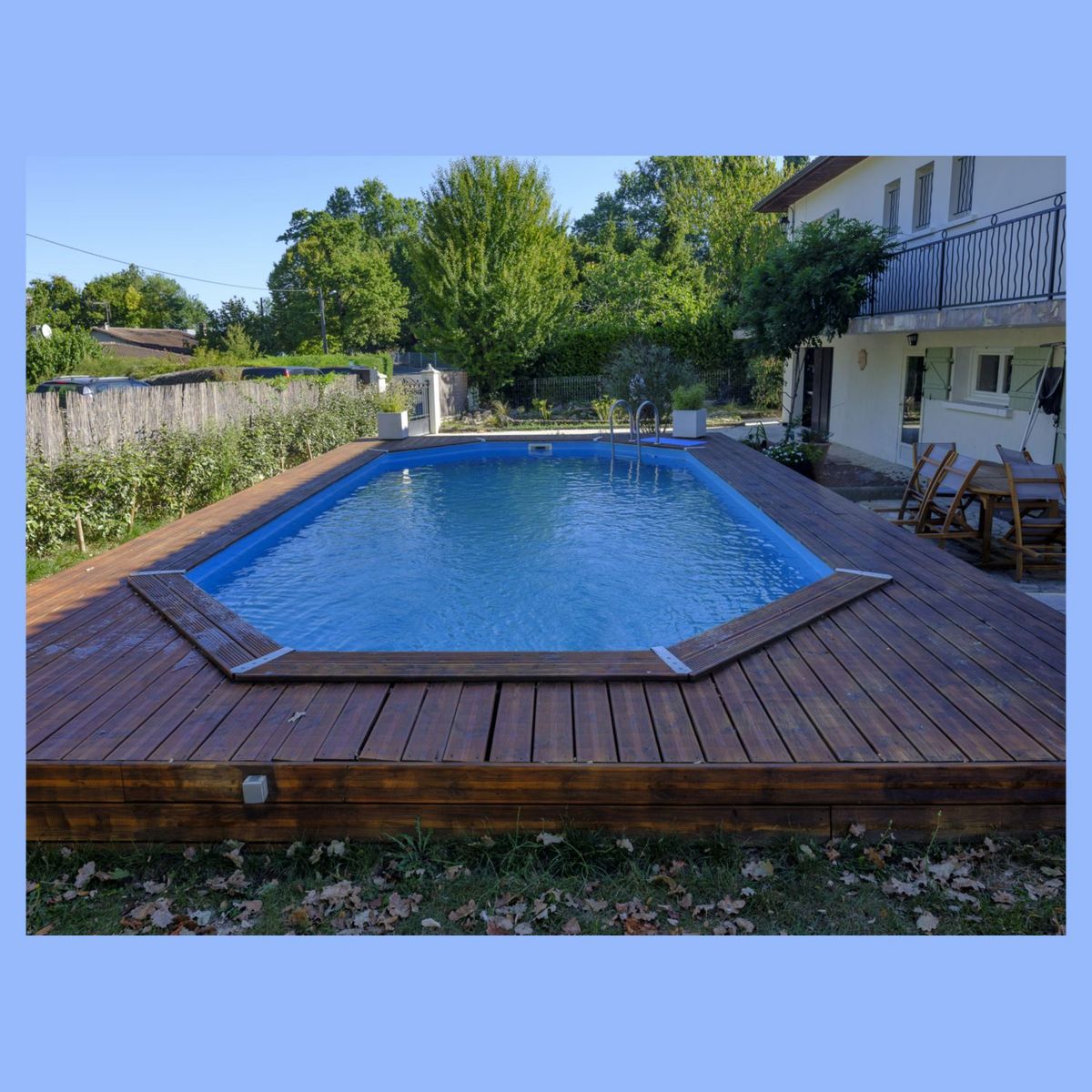 Ubbink Piscine hors sol en bois octogonale liner bleu 4 x 6,10-H1,20 m AZURA