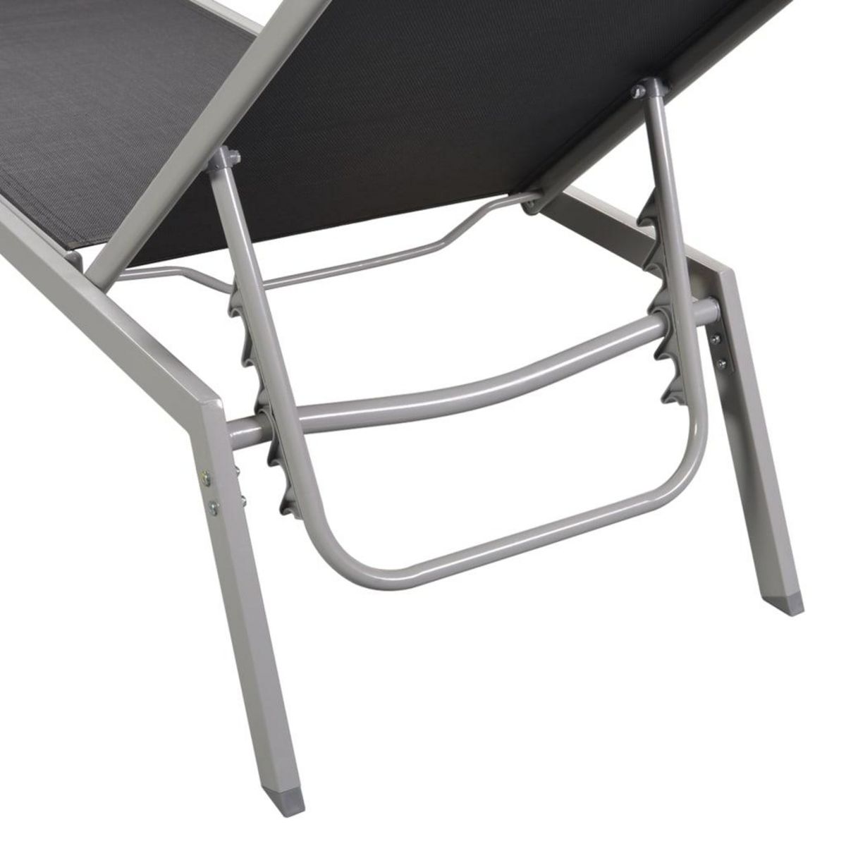 VIDAXL Chaises longues lot de 2 avec table acier et textilene noir