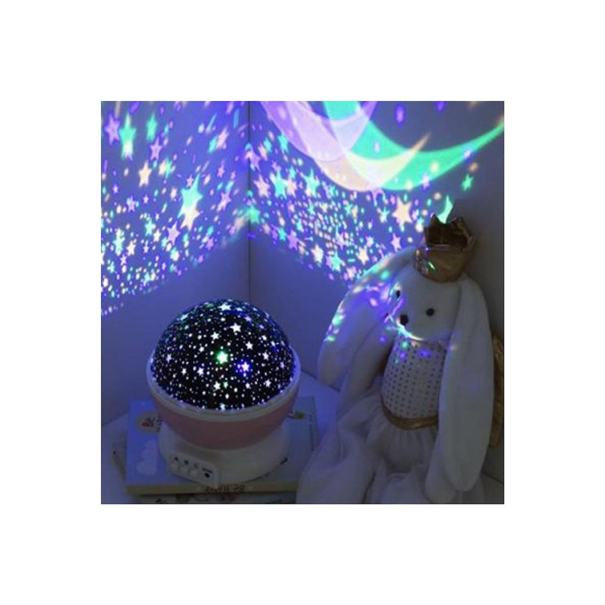 Atmosphera Kids Veilleuse Projecteur Rotative  Etoile  14cm Rose