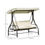 Voir la diapositive 3 : OUTSUNNY Balancelle de jardin 3 places convertible inclinaison toit réglable matelas grand confort rembourrage 8 cm fourni 1,96L x 1,17l x 1,78H m métal époxy noir crème