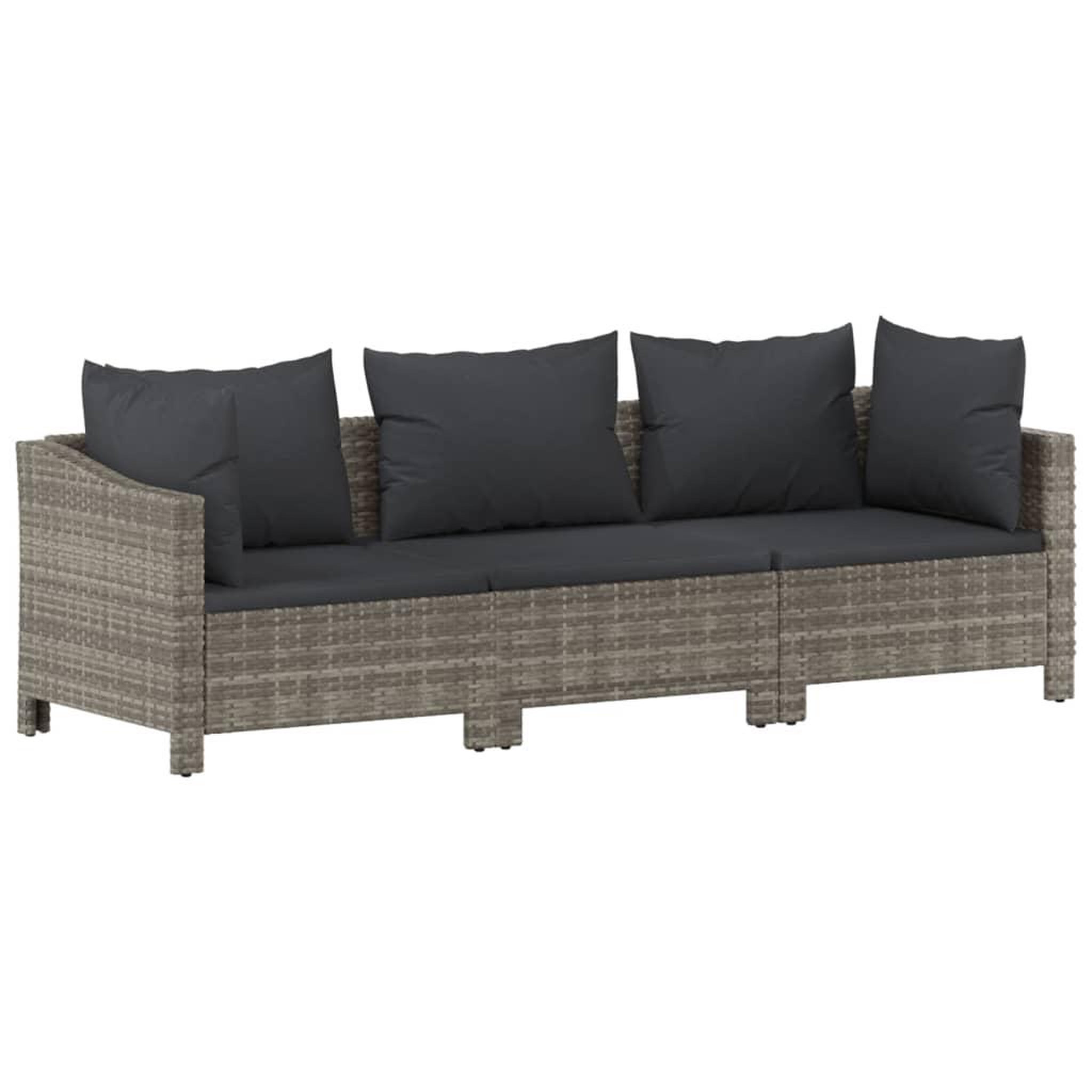 Voir la diapositive 3 : VIDAXL Salon de jardin 3 pcs avec coussins Gris Resine tressee