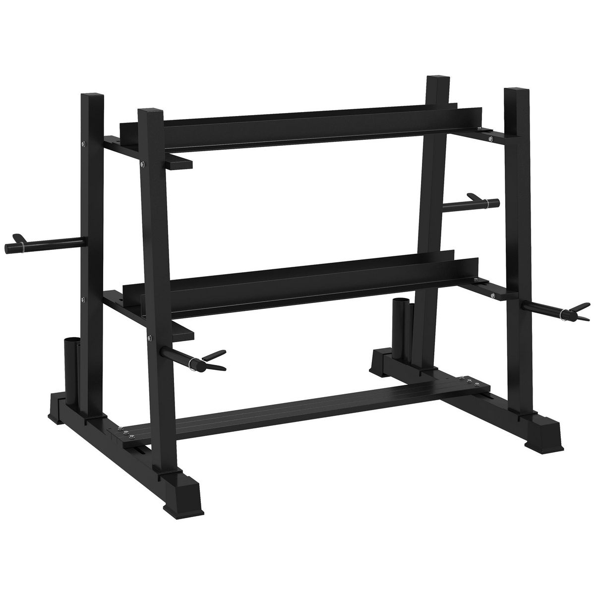 HOMCOM Support pour poids, haltères et barres - rack haltères multifonction - charge max. 200 Kg - acier noir