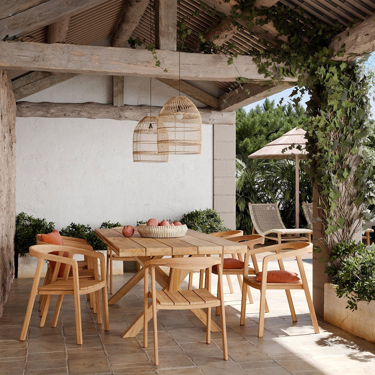 Rendez vous déco Table et chaises de jardin 8 personnes en teck massif-Soraya