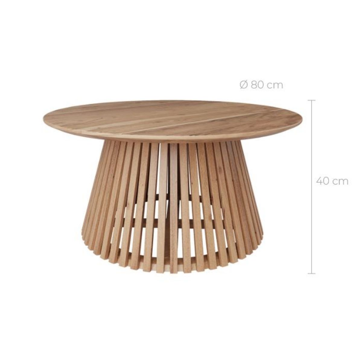 Rendez vous déco Table basse ronde en bois clair d'acacia D80 cm - Képès