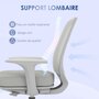 VINSETTO Chaise de bureau ergonomique hauteur réglable pivotante 360° revêtement maille gris