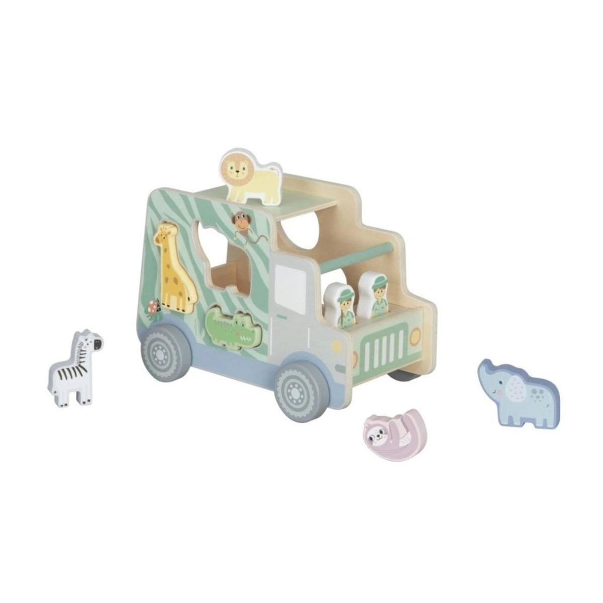 ELINELI Voiture en bois avec animaux 2 en 1