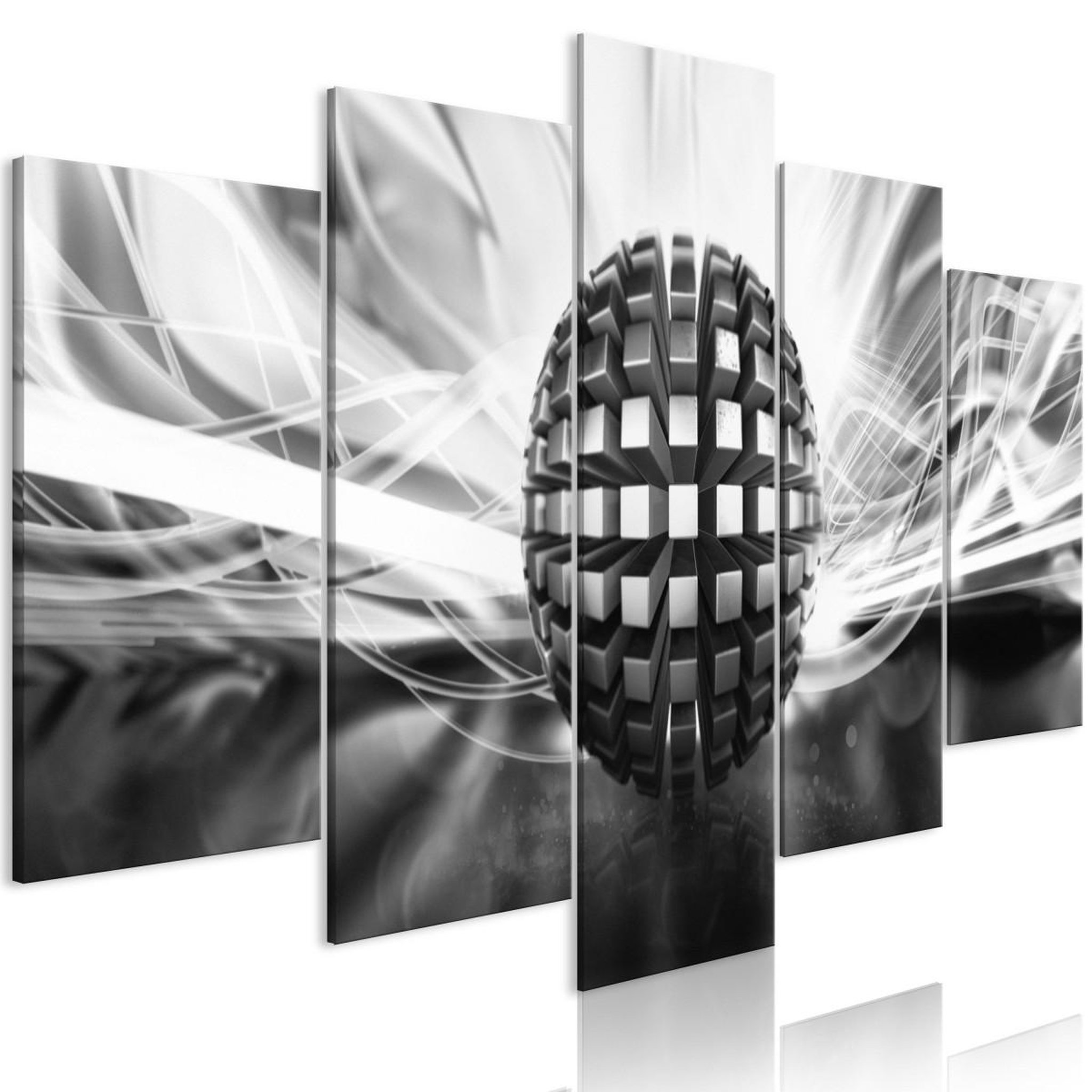 Paris Prix Tableau 5 panneaux  metal ball wide black & white. Coloris disponibles : Multicolore